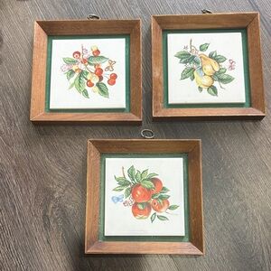 Set of 3 vintage Nepcoware framed tiles